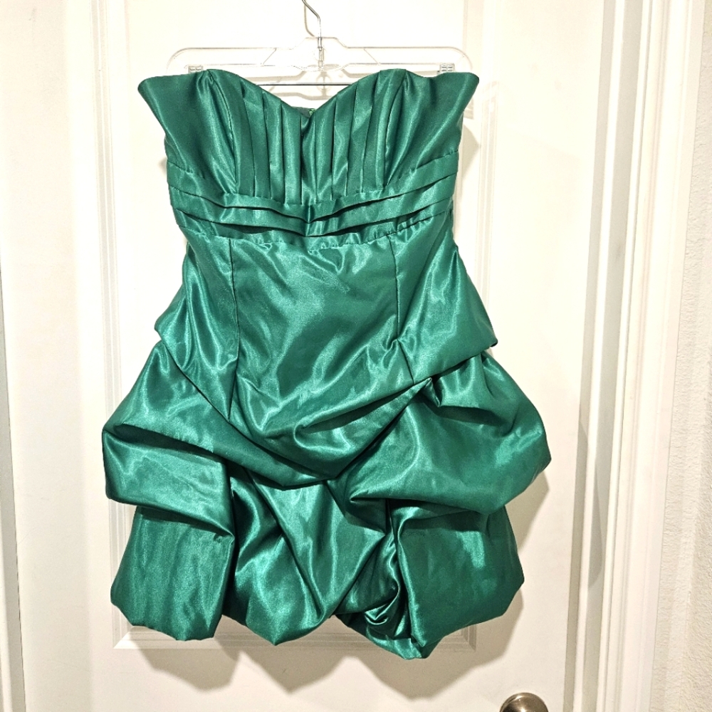 Gunne Sax Jessica McCluntock Emerald Satin Mini Dress Size 9